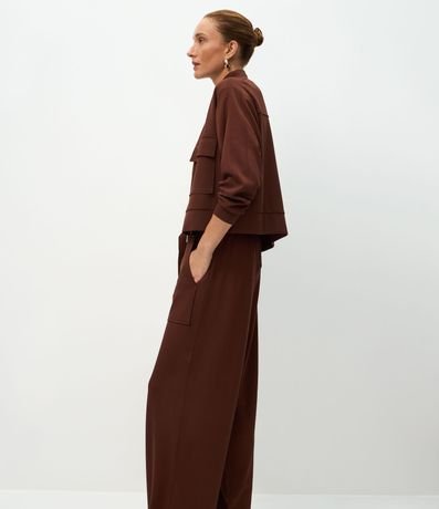 Pantalón Wide Cintural Alta en Modal con Bolsillos y Cinta de Lazo 4