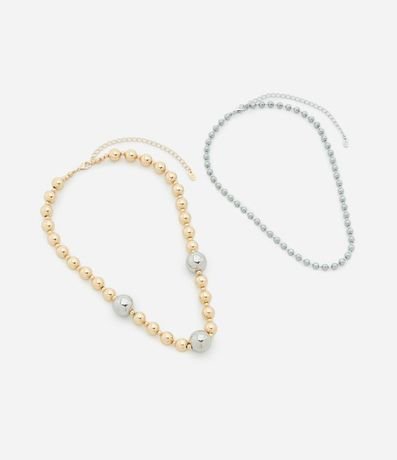 Conjunto 02 Collares con Esferas en Diferentes Tamaños 3