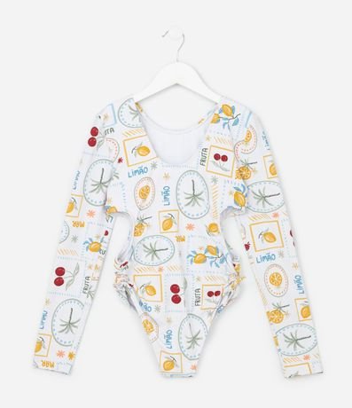 Malla Infantil con Estampa Tropical y Recorte cutout - Talle 7 a 16 años 2