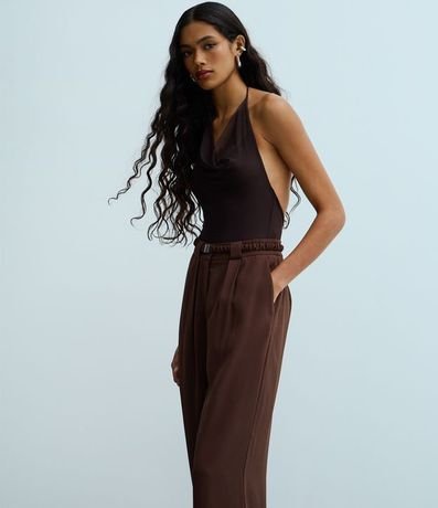 Pantalón Pantalona en Crepé con Cinturón Elástico 2