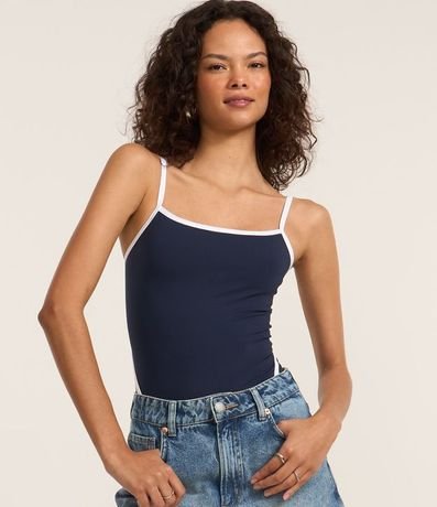 Body en Microfibra con Viés Contrastantes