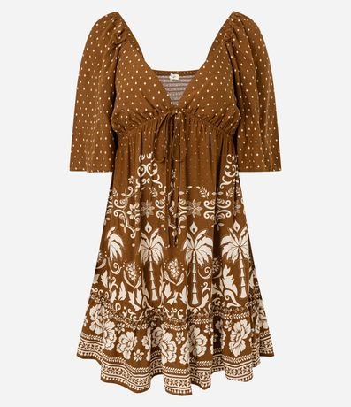 Vestido Evasê Corto en Viscosa con Estampado de Lunares y Follaje 5