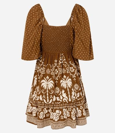 Vestido Evasê Corto en Viscosa con Estampado de Lunares y Follaje 6