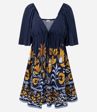 Vestido Evasê corto en Viscosa con Estampado Follaje 5