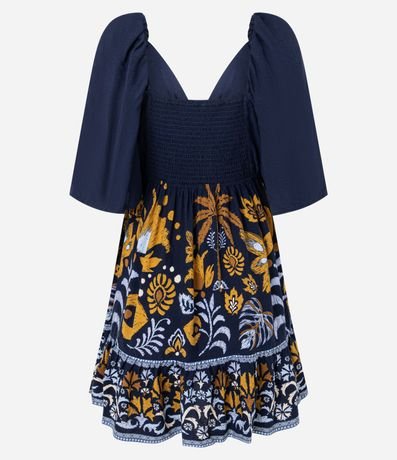 Vestido Evasê corto en Viscosa con Estampado Follaje 6