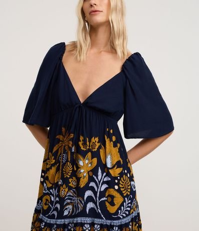 Vestido Evasê corto en Viscosa con Estampado Follaje 4