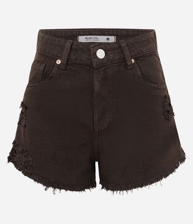 Short Slim en Sarga con Terminación Deshilachada 5