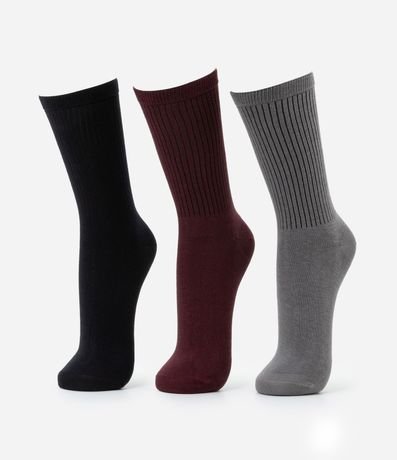 Kit 03 Media Caña Larga en Algodón Canelado Lupo