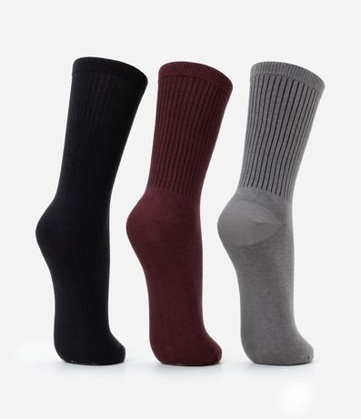 Kit 03 Media Caña Larga en Algodón Canelado Lupo 2