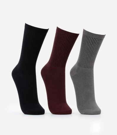 Kit 03 Media Caña Larga en Algodón Canelado Lupo 3