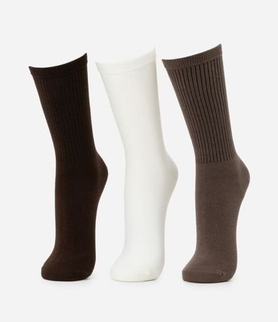 Kit 03 Media Caña Larga en Algodón Canelado Lupo