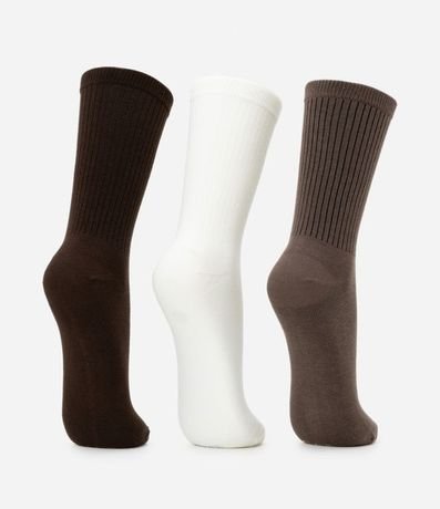 Kit 03 Media Caña Larga en Algodón Canelado Lupo 2