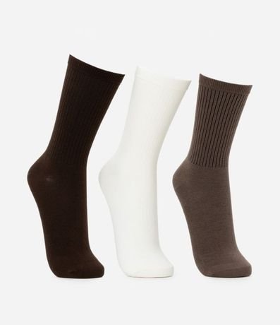 Kit 03 Media Caña Larga en Algodón Canelado Lupo 3