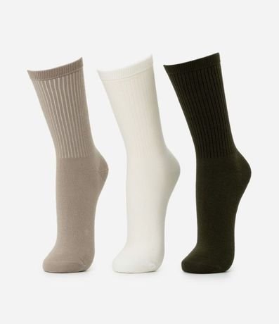 Kit 03 Media Caña Larga en Algodón Canelado Lupo