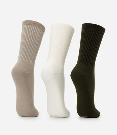 Kit 03 Media Caña Larga en Algodón Canelado Lupo 2