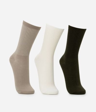 Kit 03 Media Caña Larga en Algodón Canelado Lupo 3