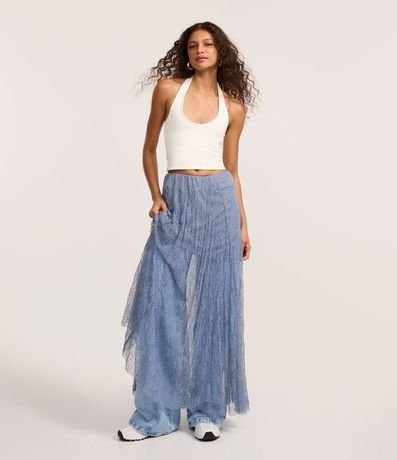 Pollera Evasê New Midi en Encaje con Forro