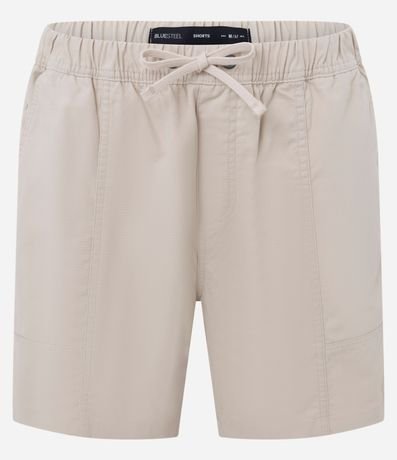 Bermuda Shorts en Sarga con Cintura Elástica y Recortes 5