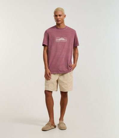 Bermuda Shorts en Sarga con Cintura Elástica y Recortes