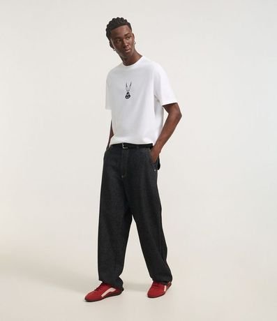 Remera Comfort en Algodón con Estampa de Esqueleto Bugs Bunny 3