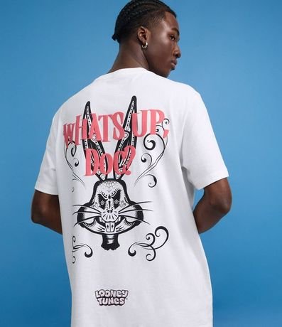 Remera Comfort en Algodón con Estampa de Esqueleto Bugs Bunny