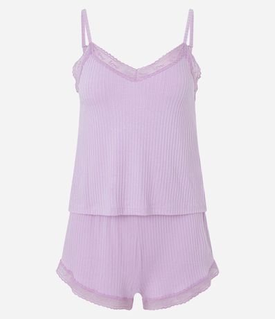 Pijama Short Doll en Rib con Encaje Lov 5