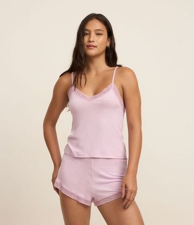 Pijama Short Doll en Rib con Encaje Lov 2