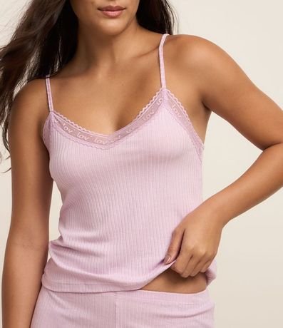 Pijama Short Doll en Rib con Encaje Lov 3