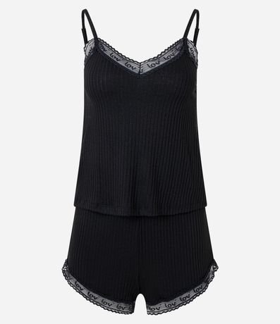 Pijama Short Doll en Rib con Encaje Lov 5