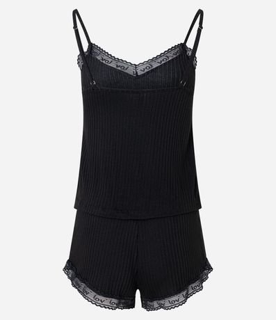 Pijama Short Doll en Rib con Encaje Lov 8