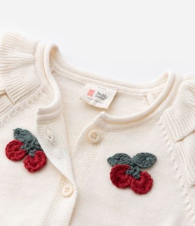 Cardigan Infantil en Algodón con Cereza Bordado - Talle 0 A 18 meses 5