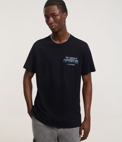 Remera Regular en Algodón con Estampa Lettering The Legend Of Catventure 2