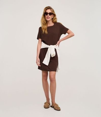 Vestido T-Shirt en Media Malla con Bolsillos