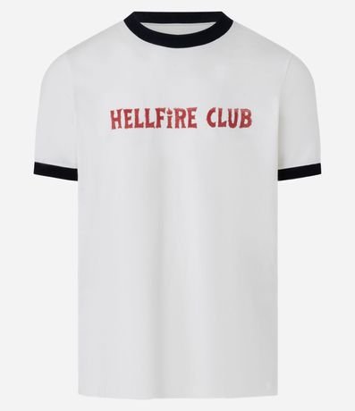 Remera Regular en Algodón con Estampa Lettering Hellfire Club y Bies Contrastante Stranger Things 6