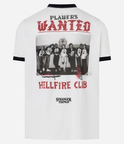 Remera Regular en Algodón con Estampa Lettering Hellfire Club y Bies Contrastante Stranger Things 7