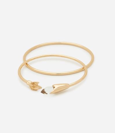 Kit 02 Brazaletes Rígidos Cerrado y Abierto con Terminación de Piedra