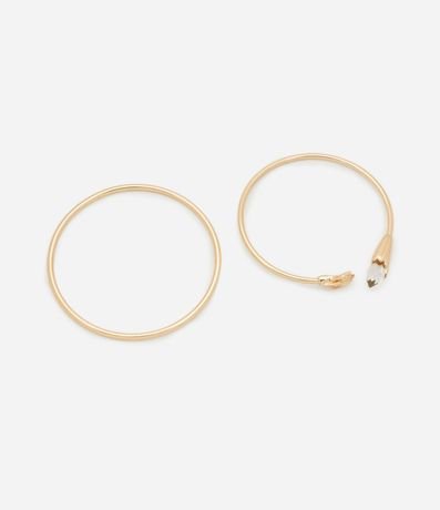 Kit 02 Brazaletes Rígidos Cerrado y Abierto con Terminación de Piedra 2