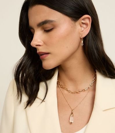 Conjunto de Collar con Colgante y Caravana Argolinha con Colgante y Correntinha 4