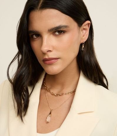 Conjunto de Collar con Colgante y Caravana Argolinha con Colgante y Correntinha