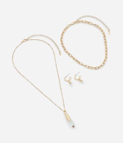 Conjunto de Collar con Colgante y Caravana Argolinha con Colgante y Correntinha 2