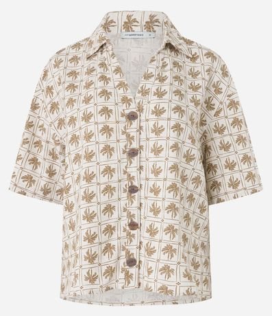 Camisa Texturizada en Viscolino con Estampa Palmeras 5