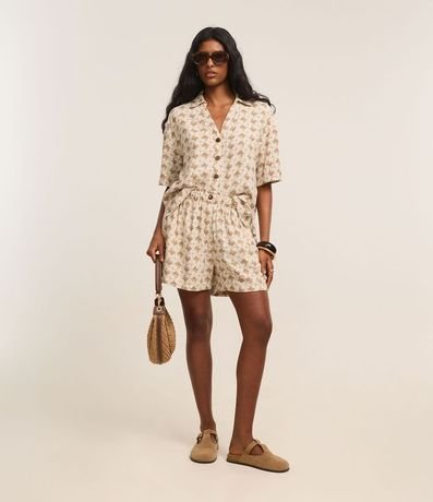 Camisa Texturizada en Viscolino con Estampa Palmeras 2