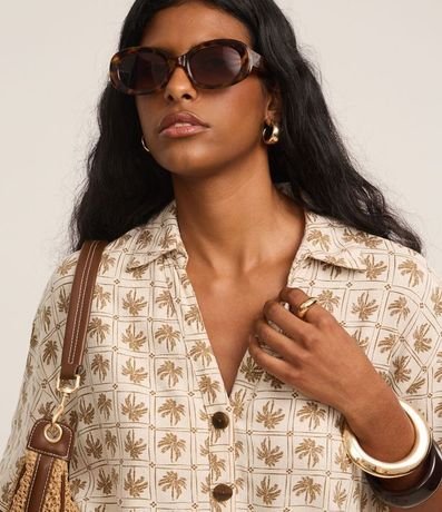 Camisa Texturizada en Viscolino con Estampa Palmeras 3