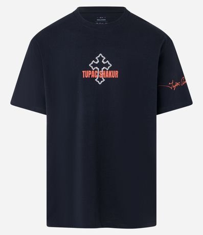 Remera Relaxed en Algodón con Estampa de Cruz y Lettering Tupac Shakur 6