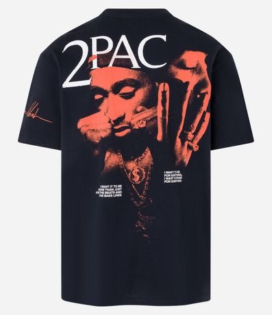 Remera Relaxed en Algodón con Estampa de Cruz y Lettering Tupac Shakur 7