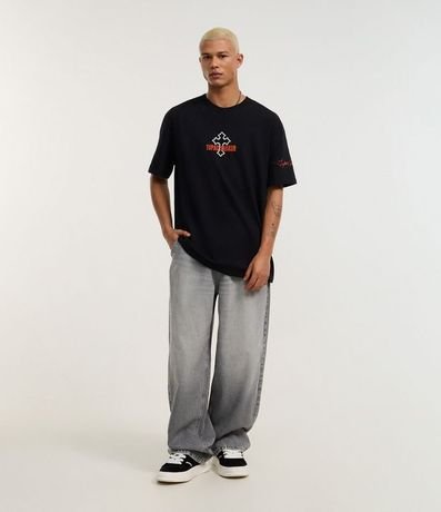 Remera Relaxed en Algodón con Estampa de Cruz y Lettering Tupac Shakur 3