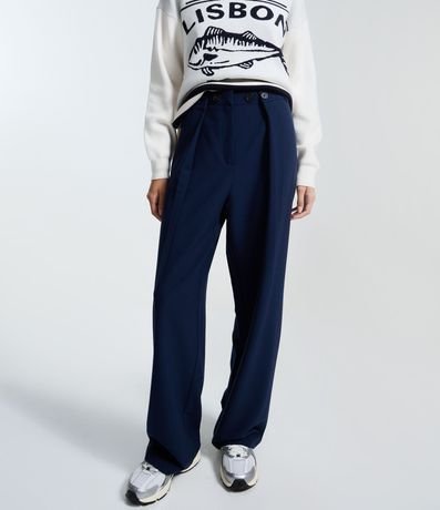 Pantalón Pata Ancha Sastre con Cierre de Botón Doble 2