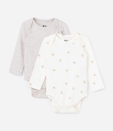 Kit 02 Bodies Infantil en Suedine con Mini Íconos – Talle RN a 12 Meses