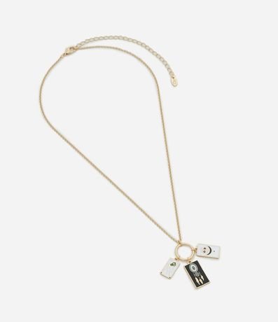 Collar Mediano con Aro y Colgantes Placas Esmaltadas 2