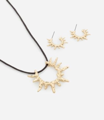 Conjunto de Collar con Hilo Encerado y Colgante con Caravana Aro